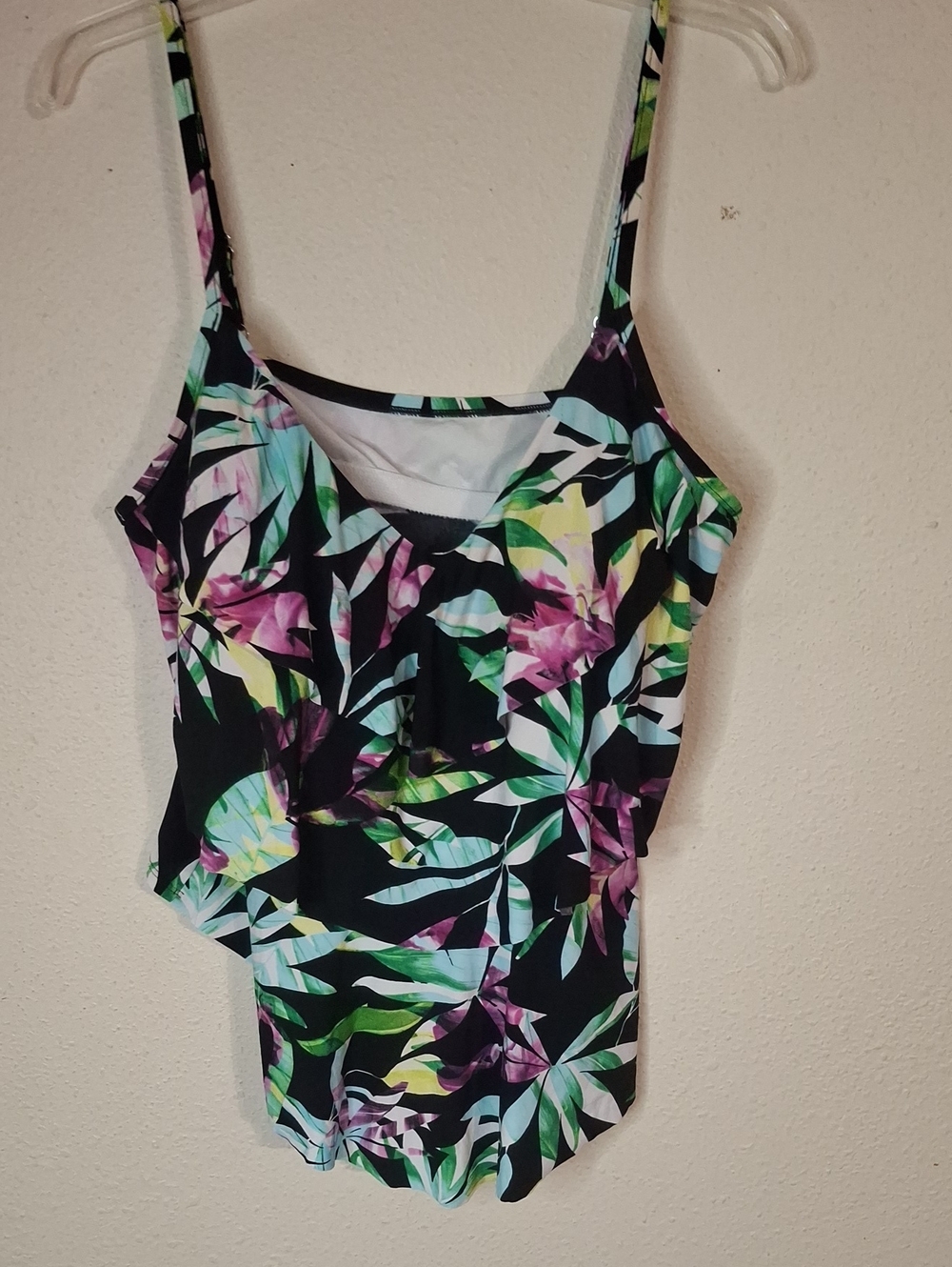 Aqua Green Floral Tropical Tankini Swim top size XL